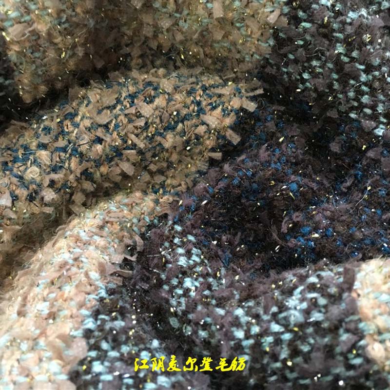 金絲銀絲小香風毛呢面料大肚紗面料膨化紗